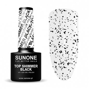 SUNONE TOP HYBRYDOWY NA LAKIER SHIMMER BLACK CZARNE DROBINKI UV/LED 5G